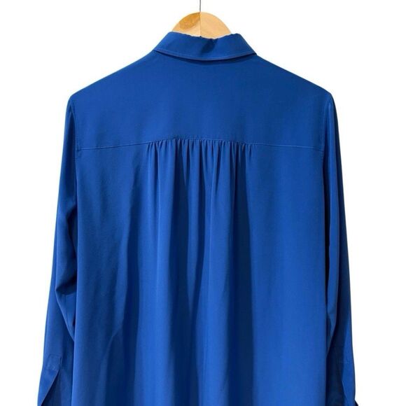 Max Mara Womens Silk Tunic Top Blouse Womens Blue Button Down Shirt *Size XL - Picture 6 of 13